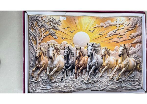 7 Running Horses Sunrise Vastu 3D Wall Art Photo Frame
