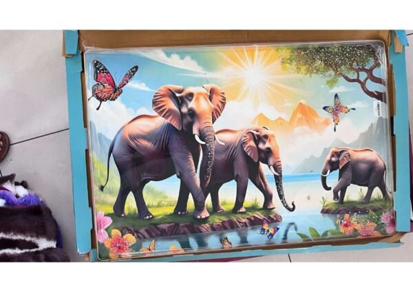 Elephant Family & Butterflies Scenery Wall Art Photo Frame