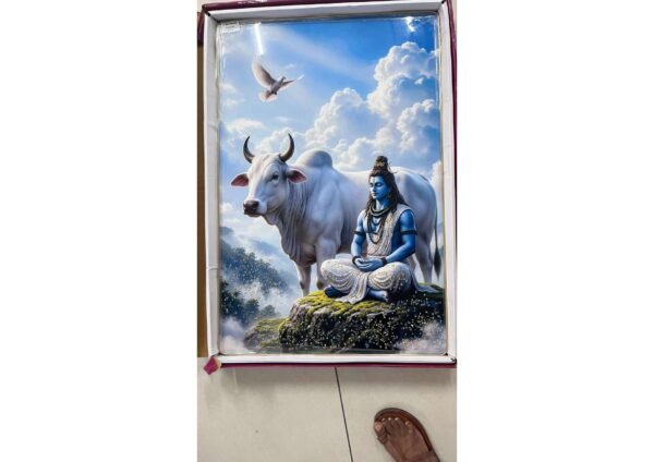 Divine Lord Shiva in Meditation with Sacred Nandi Bull Wall Art Photo Frame