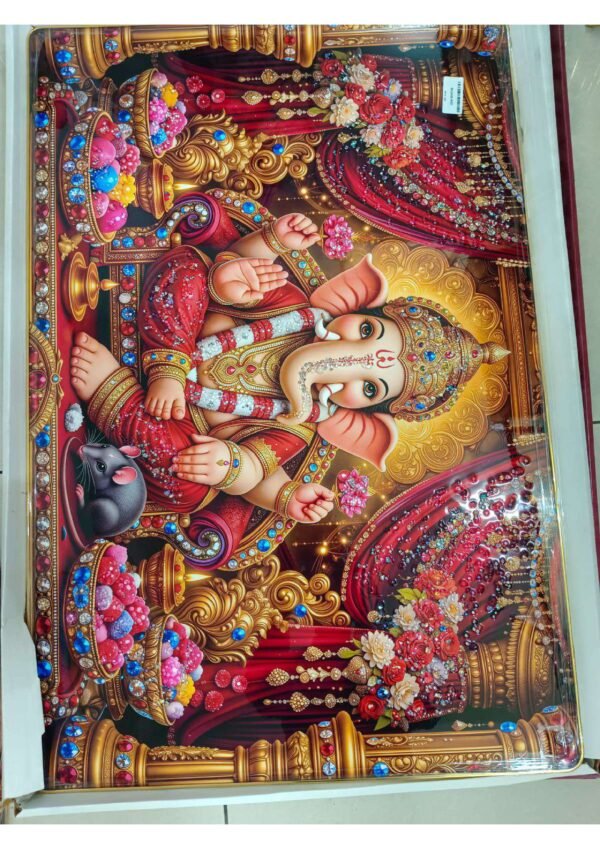 Ornate Royal Lord Ganesha Blessing Wall Art Photo Frame
