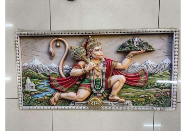 3D Relief Style Sanjeevani Booti Hanumanji Mountain Flying Wall Art Photo Frame