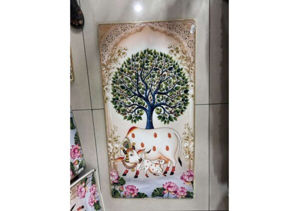 Auspicious Pichwai Tree of Life Kamadhenu Cow & Calf Wall Art Photo Frame