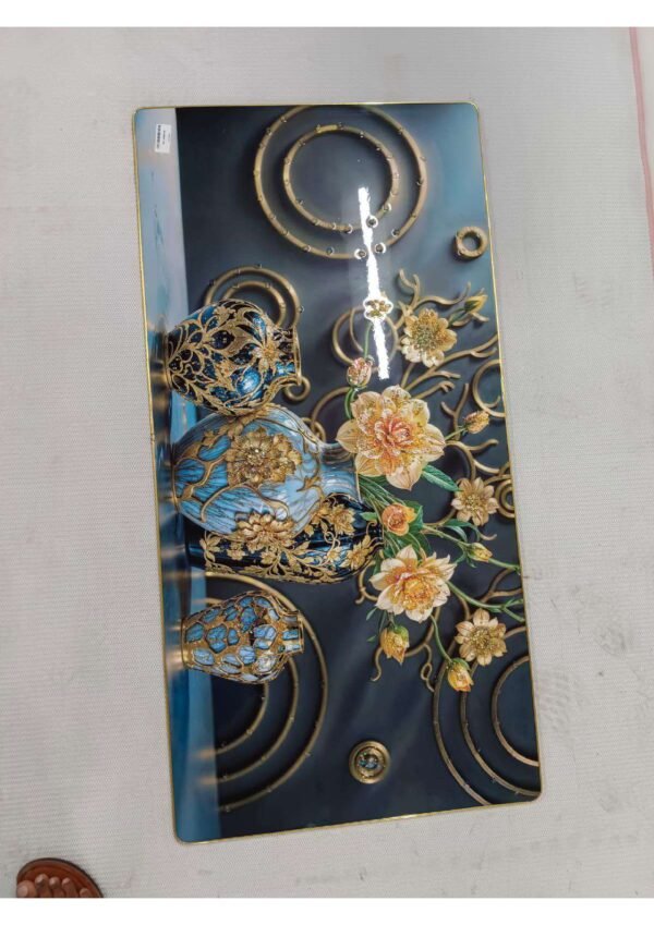 Modern Luxurious Royal Blue & Gold Ceramic Vases Floral Panoramic Wall Art Photo Frame