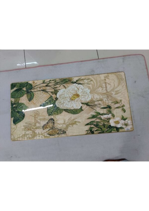 Vintage French Botanical White Rose & Butterfly Panoramic Wall Art Photo Frame
