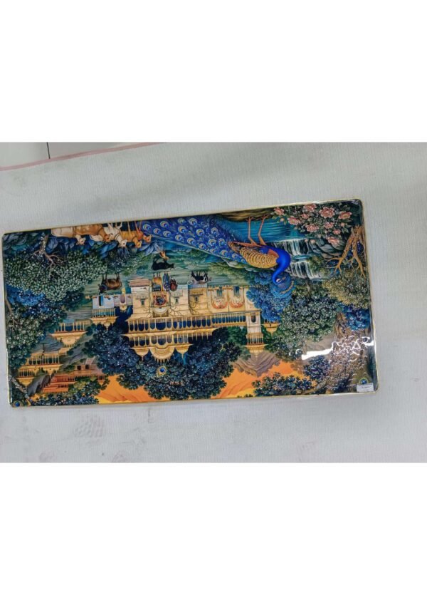 Royal Rajasthani Palace Peacock & Holy Cows Landscape Panoramic Wall Art Photo Frame