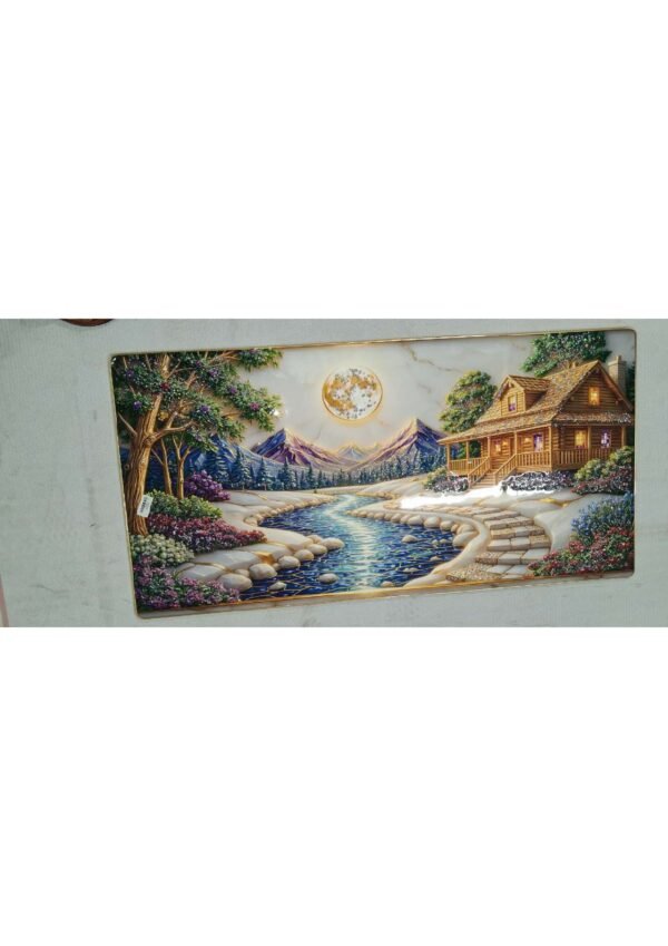 Majestic Snow Mountain Waterfall Valley Panoramic Wall Art Photo Frame