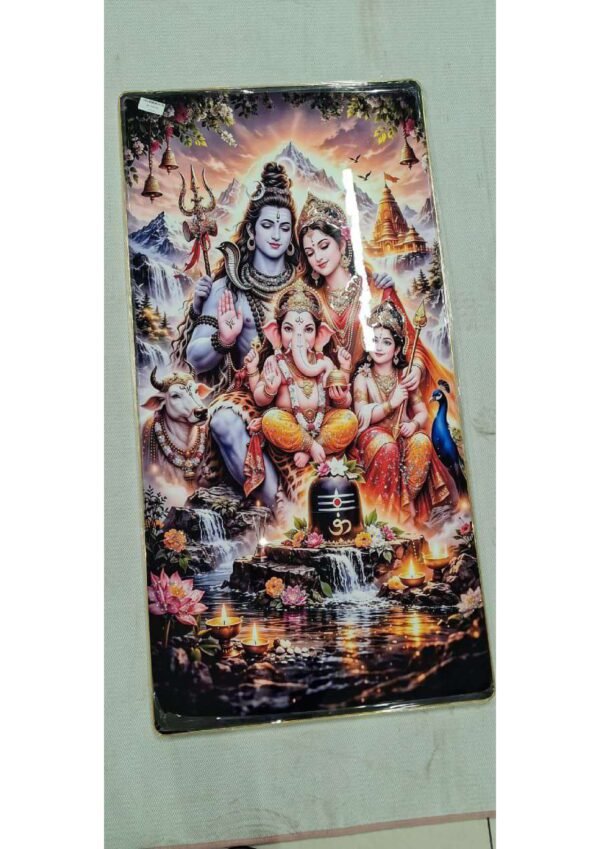 Divine Shiv Parivar Lord Ganesha & Kartikeya Blessings Wall Art Photo Frame