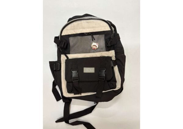 Stylish Dual-Tone Black & Beige Korean Style Backpack for School & Casual Use