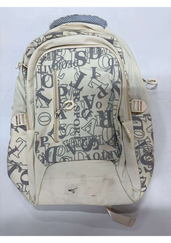 Stylish Off-White Alphabet Typography Print Backpack for School & College