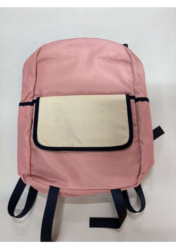 Minimalist Pastel Pink & Cream Dual-Tone Casual Backpack for Girls