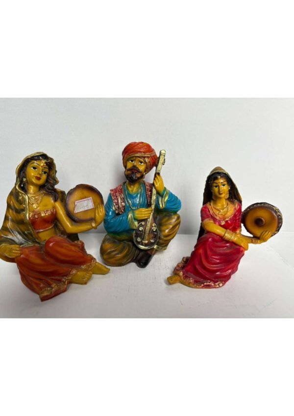 Traditional Rajasthani Musician Couple Statue Set – Decorative Figurine