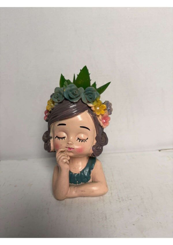 Cute Sleeping Girl Face Resin Succulent Planter Pot