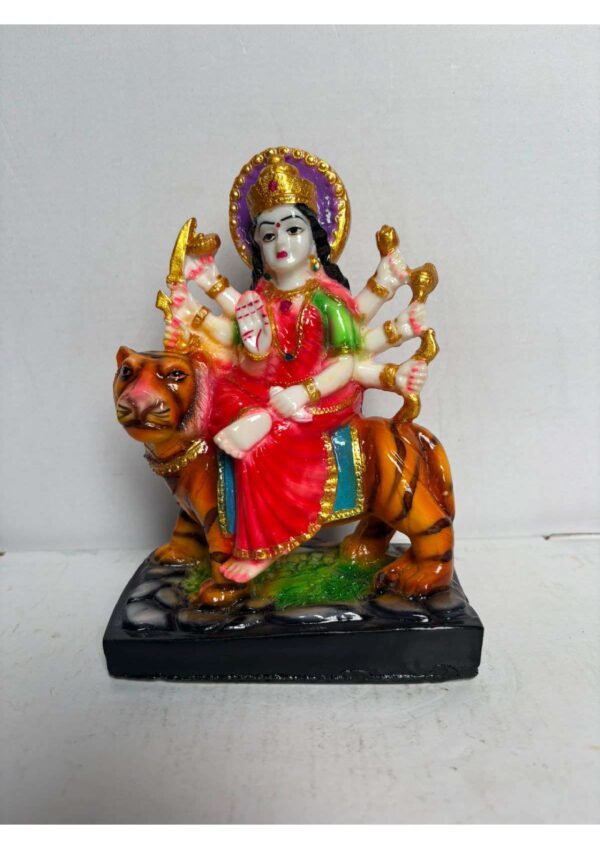 Goddess Durga Maa Statue Riding Tiger Resin Idol for Home Temple