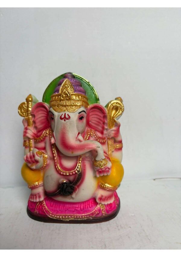 Pink & White Ganesha Idol – Decorative Ganpati Statue