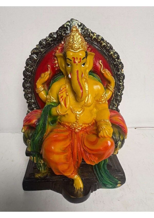 Lord Ganesha Sitting on Throne – Traditional Decorative Ganesh