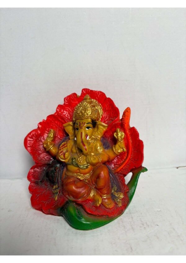 Lord Ganesha Red Flower Statue – Decorative Ganesh Idol