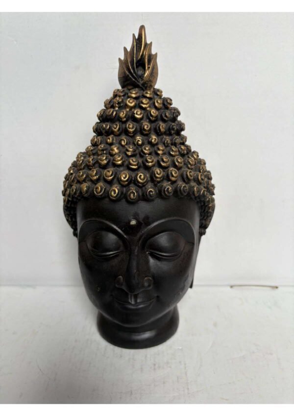 Antique Black & Gold Buddha Head Statue for Home Decor & Peace