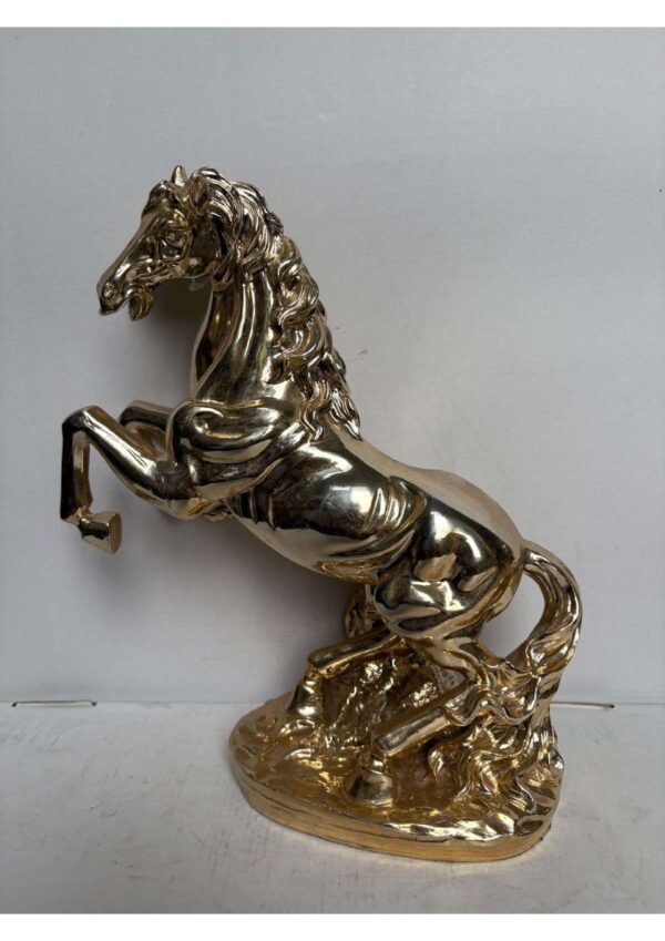 Golden Rearing Horse Statue for Vastu, Feng Shui & Home Decor